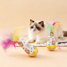 Load image into Gallery viewer, Cartoon Pattern Cat Toy Tumbler Wobble Ball Feather Interactive Toy Bite Resistant Indoor Play Toy For Kitten Gift
