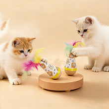 Load image into Gallery viewer, Cartoon Pattern Cat Toy Tumbler Wobble Ball Feather Interactive Toy Bite Resistant Indoor Play Toy For Kitten Gift

