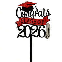 Load image into Gallery viewer, Class Of 2026 Congrats Grad Acrylic Glitter Cake Topper Graduation Party Cake Decoration Graduation Party Supplies
