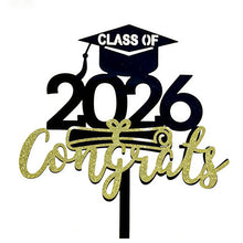 Load image into Gallery viewer, Class Of 2026 Congrats Grad Acrylic Glitter Cake Topper Graduation Party Cake Decoration Graduation Party Supplies
