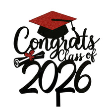 Load image into Gallery viewer, Class Of 2026 Congrats Grad Acrylic Glitter Cake Topper Graduation Party Cake Decoration Graduation Party Supplies
