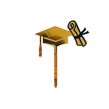 Load image into Gallery viewer, Black Gold Acrylic Graduation Cap Cake Topper Congrats Bachelor Hat For Graduation Birthday Party Cake Decoration
