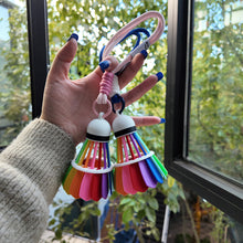 Load image into Gallery viewer, Creative 3D Mini Badminton Keychain Colorful Rainbow Shuttlecock Pendant Keyring Bag Backpack Ornament Pendant Accessories Gift
