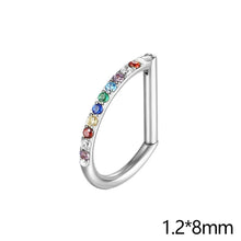 Load image into Gallery viewer, Titanium D Shape Septum Nose Ring Hinged Clicker Hoop With Tragus Cartilage Piercing Body Decoration Jewelry Accessories For Daily Party
