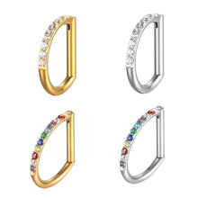 Load image into Gallery viewer, Titanium D Shape Septum Nose Ring Hinged Clicker Hoop With Tragus Cartilage Piercing Body Decoration Jewelry Accessories For Daily Party

