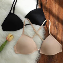 Load image into Gallery viewer, Sexy Thin Seamless Invisible Triangle Cup Bra Women Front Buckle Beauty Back Cross Straps Lingerie Underwear Tops
