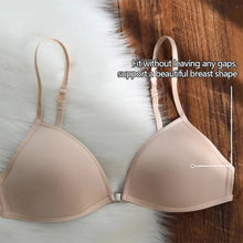 Load image into Gallery viewer, Sexy Thin Seamless Invisible Triangle Cup Bra Women Front Buckle Beauty Back Cross Straps Lingerie Underwear Tops

