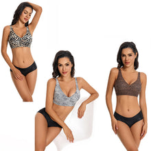 Load image into Gallery viewer, Leopard zebra Print Wireless Bra For Women Jelly Support Gathered Seamless Breathable Comfortable Invisible Daily Underwear
