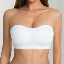 Load image into Gallery viewer, Women's Strapless Silk Bra Seamless Wire Free Push Up Invisible Anti Slip Crossed Tape Beauty Back Underwear
