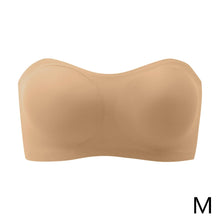 Load image into Gallery viewer, Women's Strapless Silk Bra Seamless Wire Free Push Up Invisible Anti Slip Crossed Tape Beauty Back Underwear
