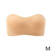 Load image into Gallery viewer, Women's Strapless Silk Bra Seamless Wire Free Push Up Invisible Anti Slip Crossed Tape Beauty Back Underwear
