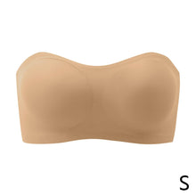 Load image into Gallery viewer, Women's Strapless Silk Bra Seamless Wire Free Push Up Invisible Anti Slip Crossed Tape Beauty Back Underwear
