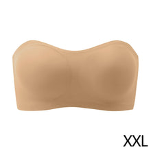 Load image into Gallery viewer, Women's Strapless Silk Bra Seamless Wire Free Push Up Invisible Anti Slip Crossed Tape Beauty Back Underwear
