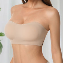 Load image into Gallery viewer, Women's Strapless Silk Bra Seamless Wire Free Push Up Invisible Anti Slip Crossed Tape Beauty Back Underwear
