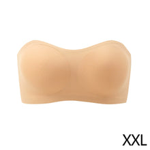 Load image into Gallery viewer, Women's Strapless Silk Bra Seamless Wire Free Push Up Invisible Anti Slip Crossed Tape Beauty Back Underwear
