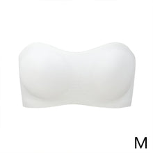 Load image into Gallery viewer, Women's Strapless Silk Bra Seamless Wire Free Push Up Invisible Anti Slip Crossed Tape Beauty Back Underwear
