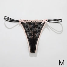 Load image into Gallery viewer, Sexy Bow Lace Thong Panties For Women Low Waist Hollow Out Breathable Solid Daily Lingerie Underwear Underpants
