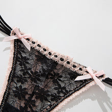 Load image into Gallery viewer, Sexy Bow Lace Thong Panties For Women Low Waist Hollow Out Breathable Solid Daily Lingerie Underwear Underpants
