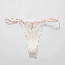 Load image into Gallery viewer, Sexy Bow Lace Thong Panties For Women Low Waist Hollow Out Breathable Solid Daily Lingerie Underwear Underpants
