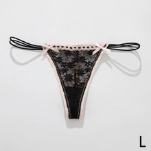 Load image into Gallery viewer, Sexy Bow Lace Thong Panties For Women Low Waist Hollow Out Breathable Solid Daily Lingerie Underwear Underpants
