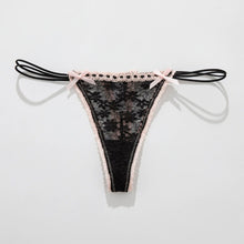 Load image into Gallery viewer, Sexy Bow Lace Thong Panties For Women Low Waist Hollow Out Breathable Solid Daily Lingerie Underwear Underpants
