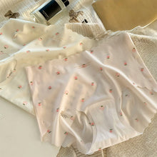 Load image into Gallery viewer, Women Ice Silk Seamless Panties Strawberry Print Mid Waist Underpant Breathable Cotton Crotch Soft Triangle Briefs Summer Underwear
