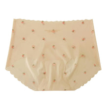 Load image into Gallery viewer, Women Ice Silk Seamless Panties Strawberry Print Mid Waist Underpant Breathable Cotton Crotch Soft Triangle Briefs Summer Underwear
