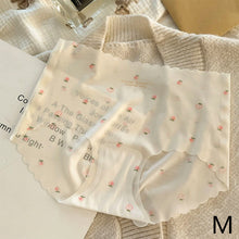 Load image into Gallery viewer, Women Ice Silk Seamless Panties Strawberry Print Mid Waist Underpant Breathable Cotton Crotch Soft Triangle Briefs Summer Underwear
