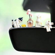 Load image into Gallery viewer, Car Interior Decoration Ornaments Mini Cat Rose Glass Vase Micro Landscape Center Console Decoration for Home Car Decor
