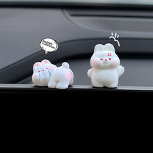 Load image into Gallery viewer, 2Pcs Car Accessories Cute Cartoon Little Rabbit Cat Figurine‌ Friendly Animals Ornament Auto Interior Dashboard for Girls Gifts Drop
