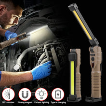 Load image into Gallery viewer, Folding Double COB XPE LED Car Work Light USB Rechargeable Portable Flashlight Magnetic Base Hook Car Repair Inspection Emergency Light
