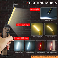 Load image into Gallery viewer, Folding Double COB XPE LED Car Work Light USB Rechargeable Portable Flashlight Magnetic Base Hook Car Repair Inspection Emergency Light
