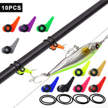 Load image into Gallery viewer, 10PCS Hook Keeper for Fishing Rod with Silicone Ring Plastic Lure Hook Fixer Portable Fishing Accessory
