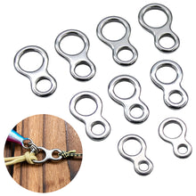 Load image into Gallery viewer, 20PCS 2-Hole Stainless Steel Lure Connector Seamless Offshore Fishing Connector for Slow Pitch Jigging Smooth Non-Abrasive Anti-Tangle Fishing Tackle Accessory
