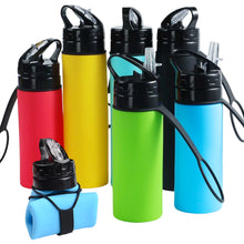 Load image into Gallery viewer, 600ML Portable Collapsible Silicone Bottle with Straw and Handle For Outdoor Hiking Cycling Camping
