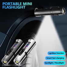 Load image into Gallery viewer, Mini Pocket Hiking Camping Strong Light Mini LED Flashlight Magnetic Keychain Lamp Waterproof Type-C Charging Cap Clip Lamp
