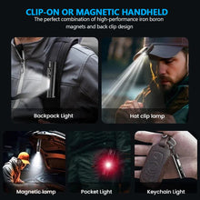 Load image into Gallery viewer, Mini Pocket Hiking Camping Strong Light Mini LED Flashlight Magnetic Keychain Lamp Waterproof Type-C Charging Cap Clip Lamp
