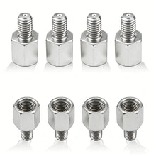 Load image into Gallery viewer, M10 M8 10MM 8MM Silver Mirror Adapter Motorcycle Rearview Mirrors Adapters Conversion Bolt Screws Clockwise Anti-clock Right Left Thread

