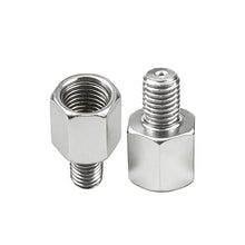 Load image into Gallery viewer, M10 M8 10MM 8MM Silver Mirror Adapter Motorcycle Rearview Mirrors Adapters Conversion Bolt Screws Clockwise Anti-clock Right Left Thread
