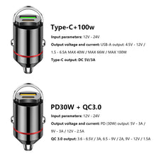 Load image into Gallery viewer, 12-24V Dual Ports Car Charger Pull Ring Automatic PD+USB Fast Charging for iPhone Huawei Xiaomi QC 3.0 Phone Auto Cigarette Lighter Adapter
