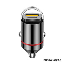 Load image into Gallery viewer, 12-24V Dual Ports Car Charger Pull Ring Automatic PD+USB Fast Charging for iPhone Huawei Xiaomi QC 3.0 Phone Auto Cigarette Lighter Adapter
