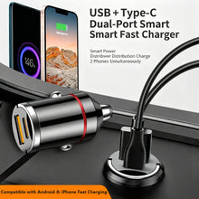 Load image into Gallery viewer, 12-24V Dual Ports Car Charger Pull Ring Automatic PD+USB Fast Charging for iPhone Huawei Xiaomi QC 3.0 Phone Auto Cigarette Lighter Adapter
