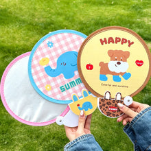 Load image into Gallery viewer, Cute Mini Folding Round Fan Portable Pocket Handheld Fan with Reflective Board Student Outdoor Photography Decor
