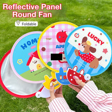 Load image into Gallery viewer, Cute Mini Folding Round Fan Portable Pocket Handheld Fan with Reflective Board Student Outdoor Photography Decor
