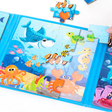 Load image into Gallery viewer, Portable Magnetic Puzzle Book Vehicle Ocean Dinosaur Jigsaw Montessori Early Education Travel Toy for Kids Age 3 4 5 6 7
