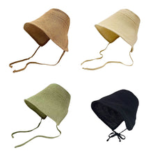 Load image into Gallery viewer, Women Linen Straw Regency Bonnet Hat Geometric Pattern Big Wide Brim Sun Hat Adjustable Lace Up Bow Beach Summer Outdoor Cap
