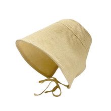 Load image into Gallery viewer, Women Linen Straw Regency Bonnet Hat Geometric Pattern Big Wide Brim Sun Hat Adjustable Lace Up Bow Beach Summer Outdoor Cap
