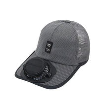 Load image into Gallery viewer, Solar Powered Baseball Cap with Fan USB Rechargeable Breathable Mesh Adjustable Sun Protection Cooling Hat Summer Outdoor Headwear
