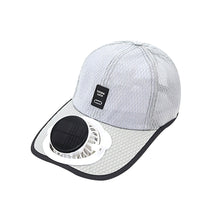 Load image into Gallery viewer, Solar Powered Baseball Cap with Fan USB Rechargeable Breathable Mesh Adjustable Sun Protection Cooling Hat Summer Outdoor Headwear
