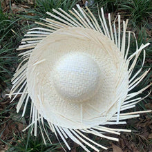 Load image into Gallery viewer, Hand Woven Straw Sun Hat Wide Brim UV Protection Lightweight Breathable Beach Hat Summer Seaside Travel Headwear
